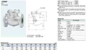 Cấu tạo và thông số Van 1 chiều gang kitz